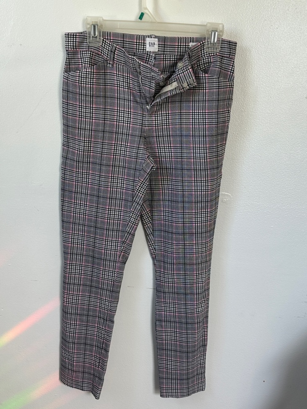 GAP Gray Plaid Trousers with Pink Accents